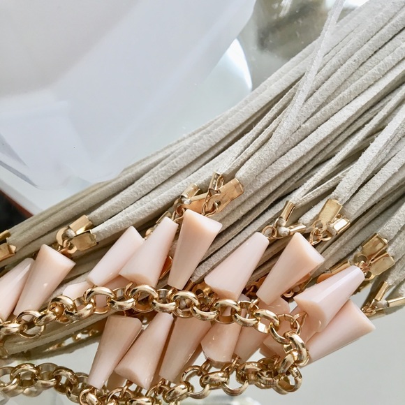 Statement suede leather strands necklace - Picture 6 of 6